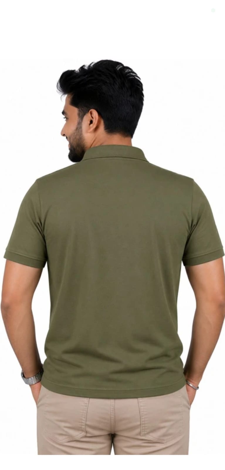 Olive Minimal Polo view 4 – Dynasty Originals
