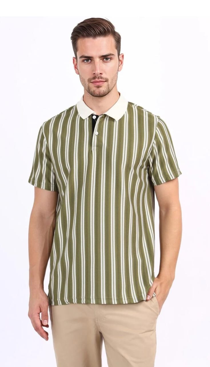 Olive Stripe Polo – Dynasty Originals