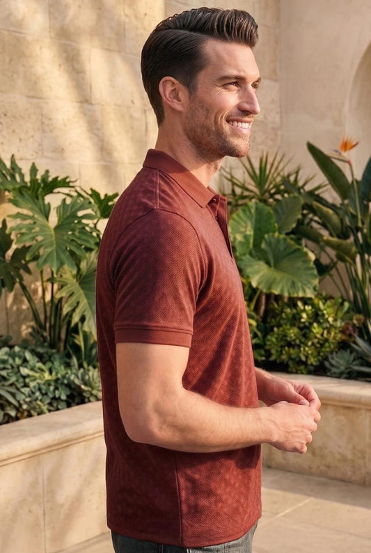 Maroon Textured Polo – Dynasty Originals