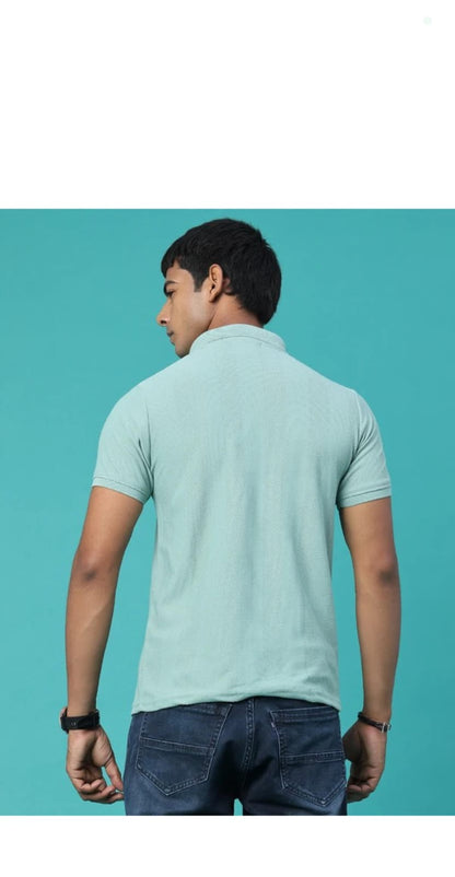 Aqua Minimal Polo front view – Dynasty Originals