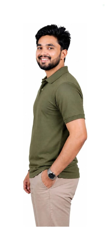 Olive Minimal Polo view 2 – Dynasty Originals