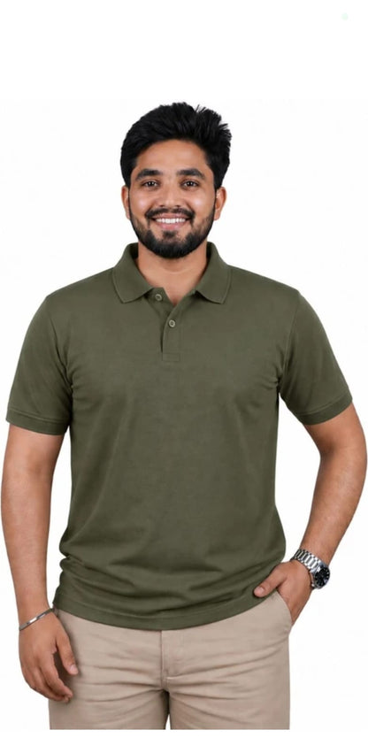 Olive Minimal Polo view 3 – Dynasty Originals