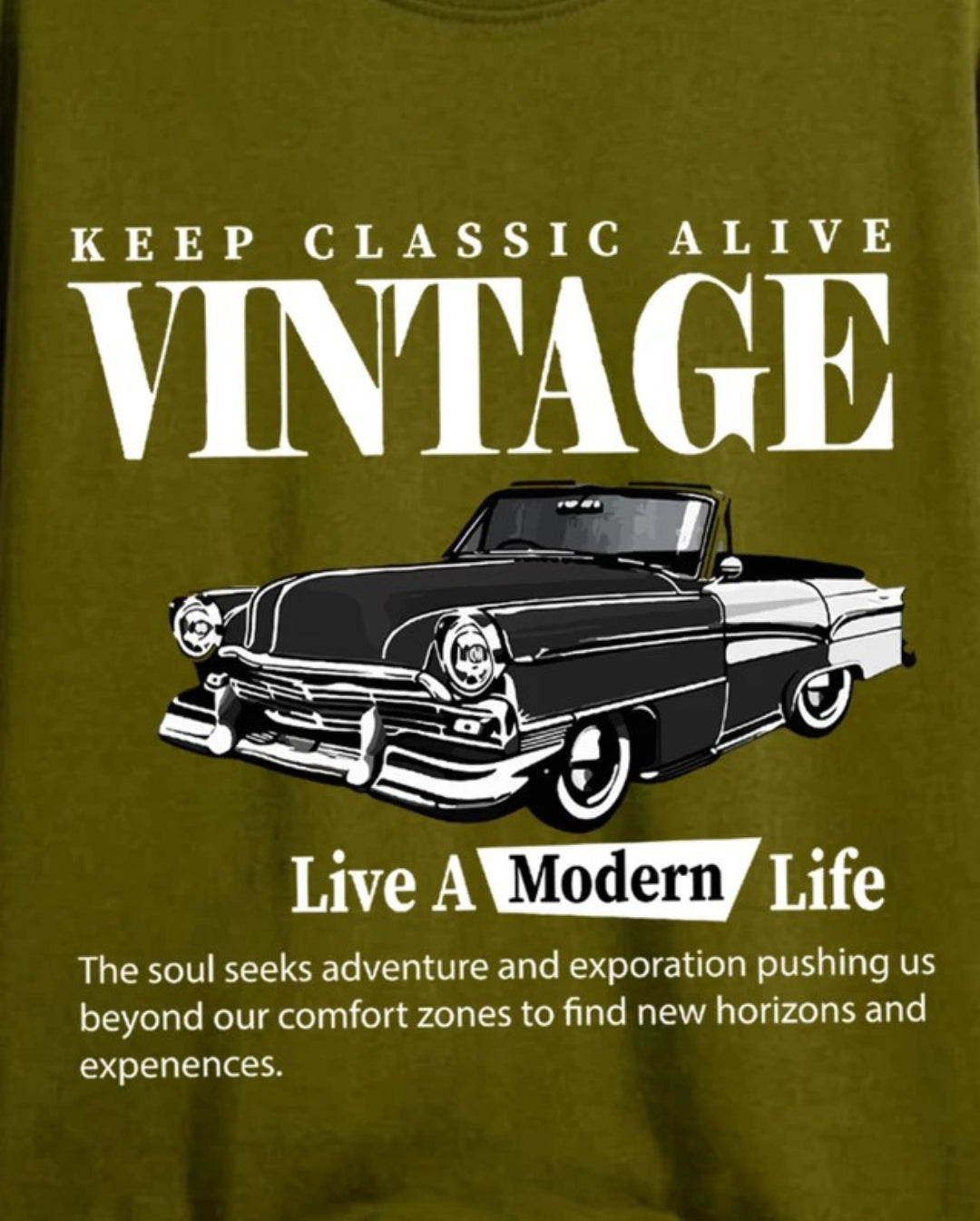 Olive Vintage Car T-Shirt view 2 – Dynasty Originals
