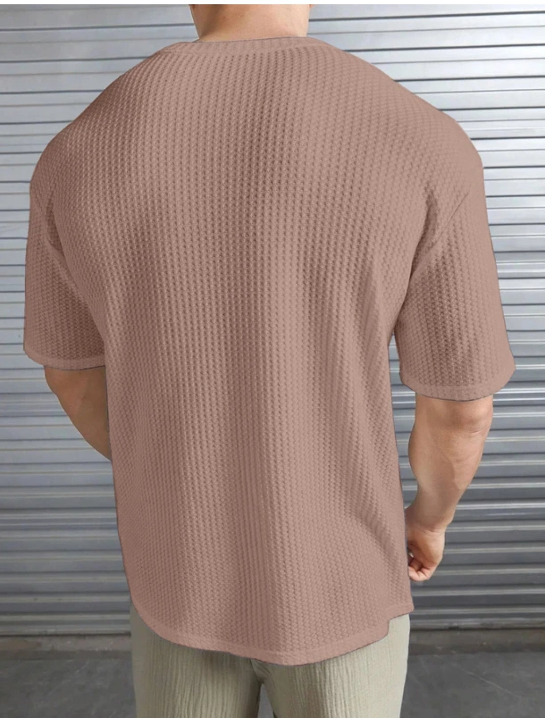 Taupe Ribbed T-Shirt view 2 – Dynasty Originals
